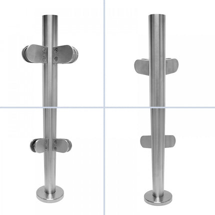 Stainless Steel Glass Balustrade 48.3mm Corner Post, 1100mm High, 316 Grade - Fast and free delivery from Gladwell Glass