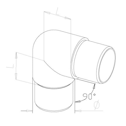 Elbow Corner Connector 90° Degree for Balustrade Handrail G316 Fast-Fit, Premium - Gladwell Glass 